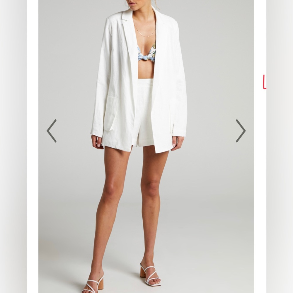 new AMALIE BY SHOWPO - ALLEGRA LINEN RELAXED JACKET BLAZER IN WHITE, size 0